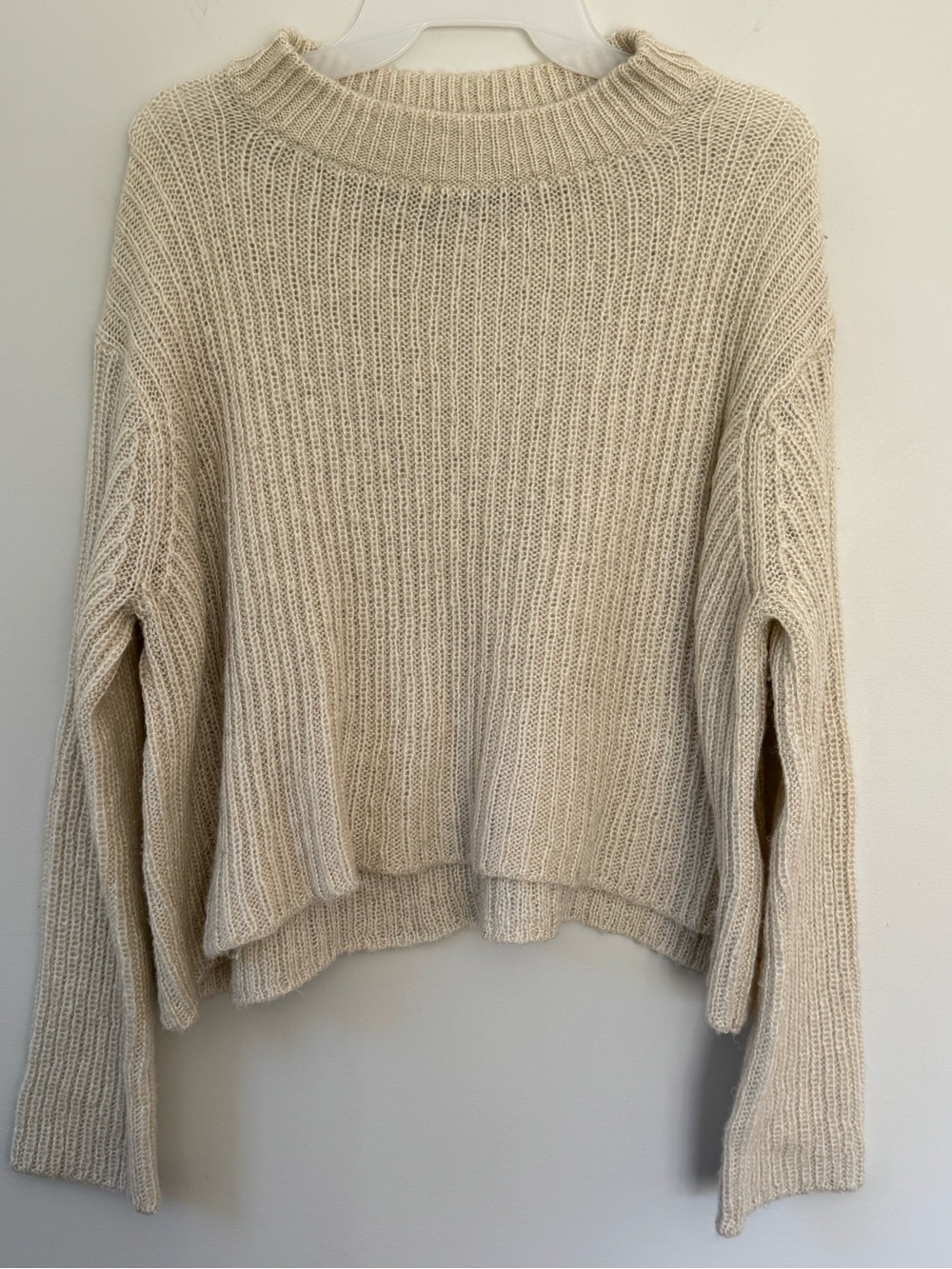Wooden Ships Womens Cream Mohair Wool Blend Chunky Knit Sweater | Small/Medium
